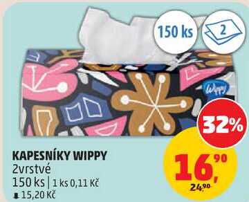 KAPESNÍKY WIPPY, 2vrstvé, 150 ks
