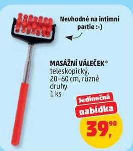 MASÁŽNÍ VÁLEČEK teleskopický, 20-60 cm, různé druhy, 1 ks 