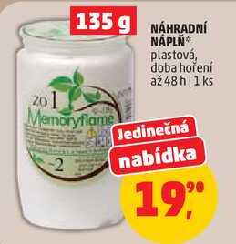 NÁHRADNÍ NÁPLŇ plastová, doba hoření až 48 h, 1 ks