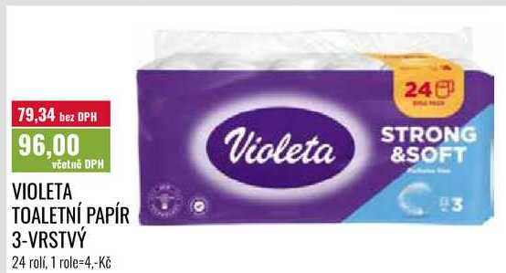 VIOLETA TOALETNÍ PAPÍR 3-VRSTVÝ, 24 rolí