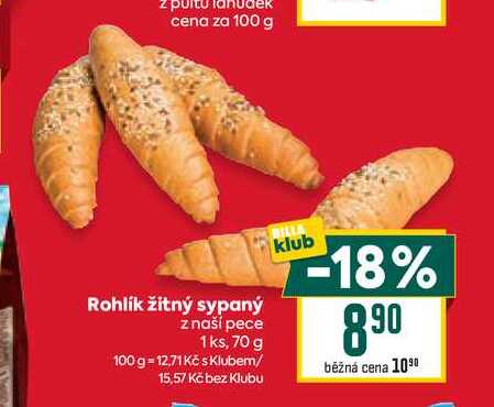 Rohlík žitný sypaný z naší pece 1ks, 70 g