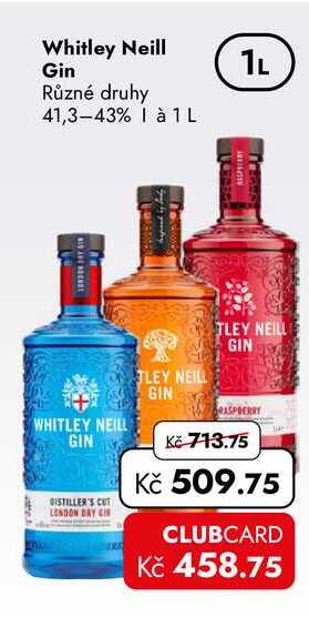 Whitley Neill Gin Různé druhy 41,3-43% à 1L 