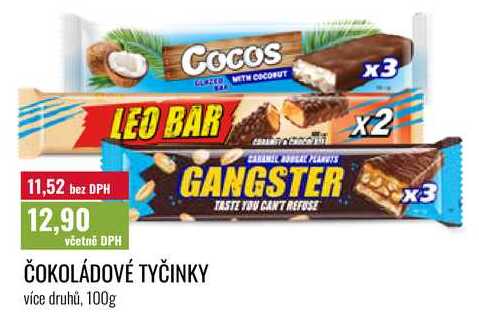 ČOKOLÁDOVÉ TYČINKY, 100g