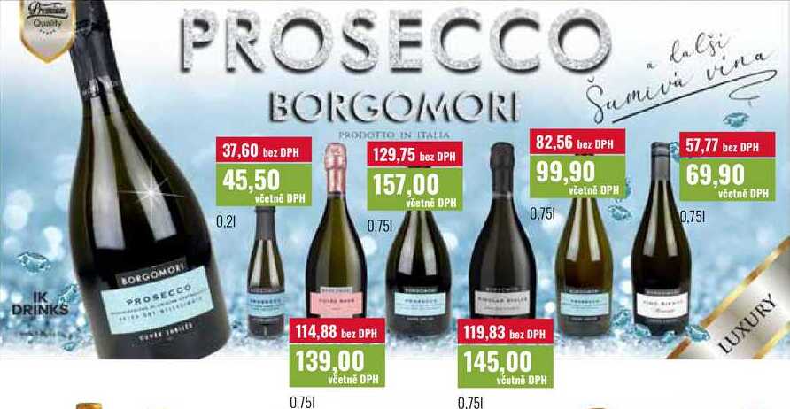 PROSECCO BORGOMORI 0,2l, 0,75l