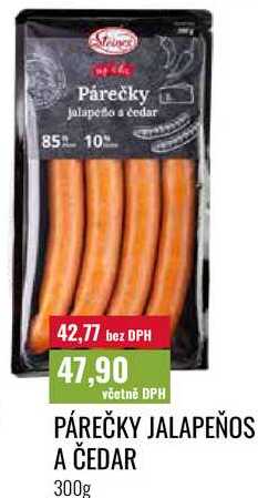 PÁREČKY JALAPEÑOS A ČEDAR 300g