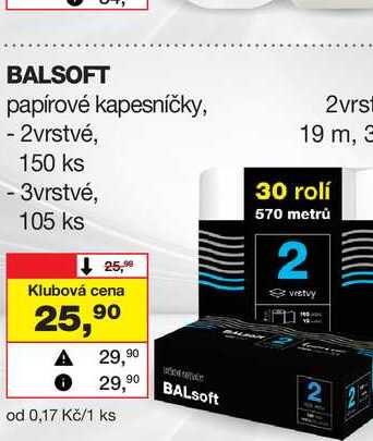 BALSOFT papírové kapesníčky, - 2vrstvé, 150 ks
