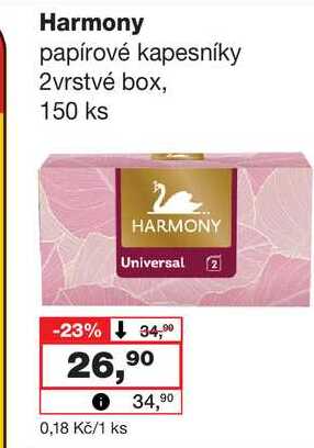 Harmony papírové kapesníky 2vrstvé box, 150 ks