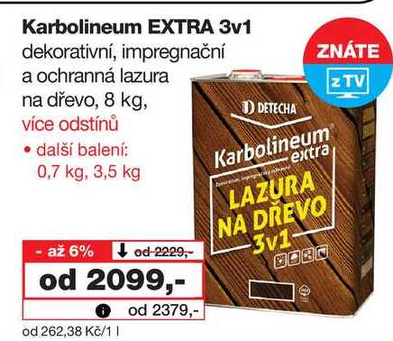 Karbolineum EXTRA 3v1 dekorativní, impregnační a ochranná lazura na dřevo, 8 kg