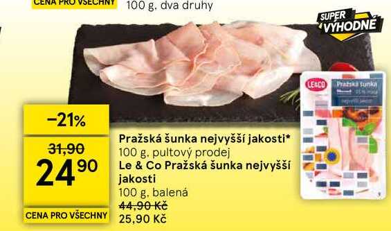 Pražská šunka nejvyšší jakosti, 100 g