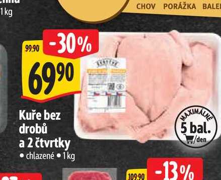 Kuře bez drobů a 2 čtvrtky 1 kg