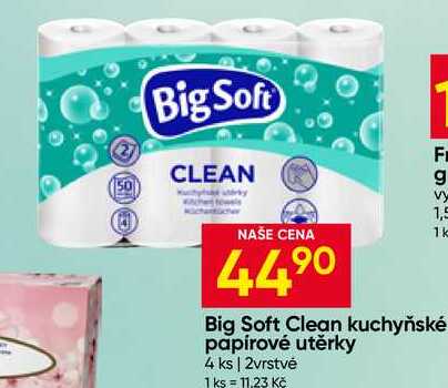 Big Soft Clean kuchyňské papírové utěrky 4 ks 2vrstvé 