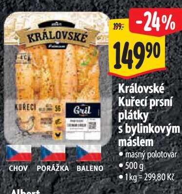   Královské Kuřecí prsní plátky s bylinkovým máslem  500 g