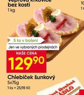 Chlebíček šunkový 5x75g 