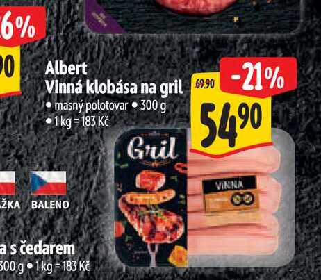 Albert Vinná klobása na gril 300 g
