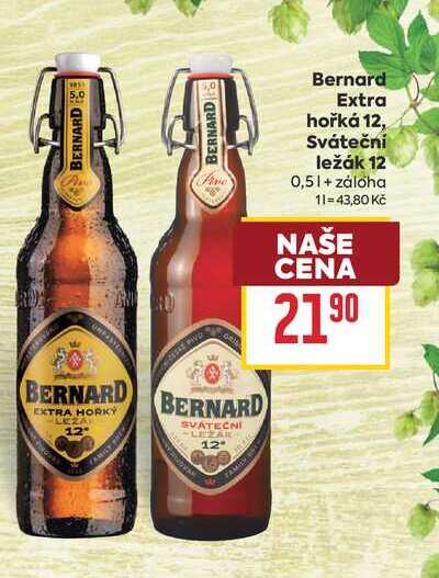 Bernard Extra hořká 12, Sváteční ležák 12 0,51l