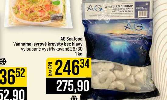 AG Seafood Vannamei syrové krevety bez hlavy vyloupané vystřívkované 26/30 1kg