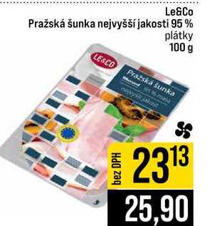 Le&Co Pražská šunka nejvyšší jakosti 95% plátky 100 g