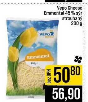 Vepo Cheese Emmental 45% sýr strouhaný 200 g 
