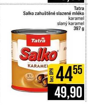Tatra Salko zahuštěné slazené mléko karamel slaný karamel 397 g