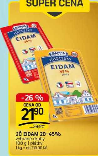 JČ EIDAM 20-45% vybrané druhy 100 g | plátky
