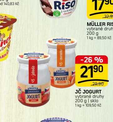 JČ JOGURT vybrané druhy 200 g | sklo
