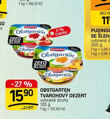 OBSTGARTEN TVAROHOVÝ DEZERT vybrané druhy 120 g