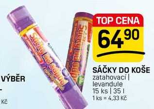 SÁČKY DO KOŠE zatahovací levandule 15 ks | 35l