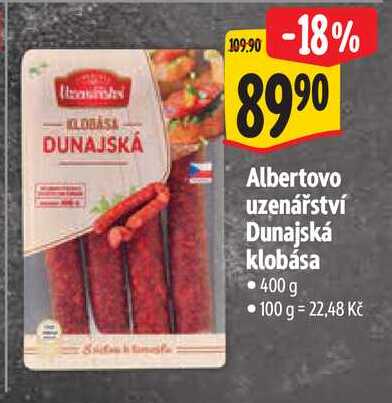   Albertovo uzenářství Dunajská klobása 400 g 