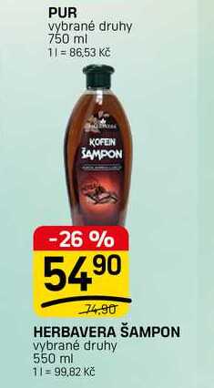 HERBAVERA ŠAMPON vybrané druhy 550 ml