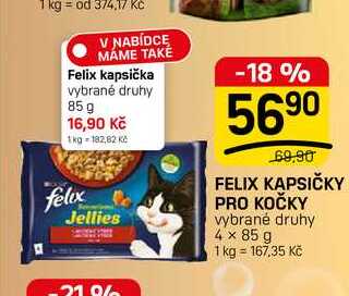 FELIX KAPSIČKY PRO KOČKY vybrané druhy 4 x 85 g
