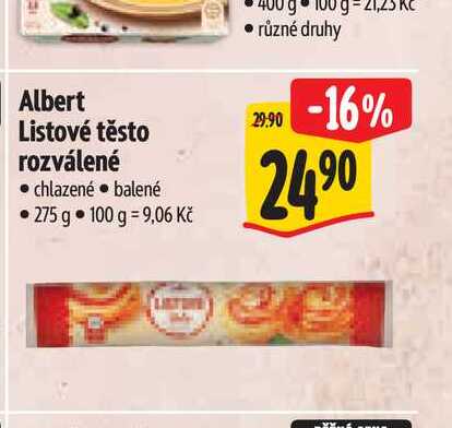 Albert Listové těsto rozválené 275 g