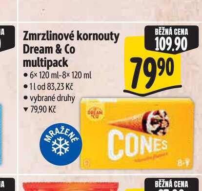 Zmrzlinové kornouty Dream & Co multipack 6x 120 ml-8x 120 ml