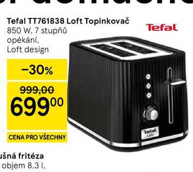 Tefal TT761838 Loft Topinkovač, 850 W, 7 stupňů opékání, Loft design