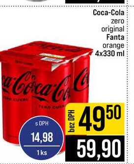 Coca-Cola zero original Fanta orange 4x330 ml