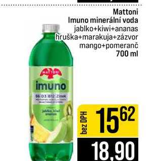 Mattoni Imuno minerální voda jablko+kiwi+ananas hruška+marakuja+zázvor mango+pomeranč 700 ml