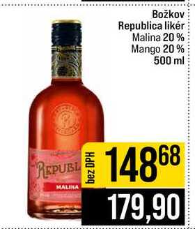 Božkov Republica likér Malina 20% Mango 20% 500 ml