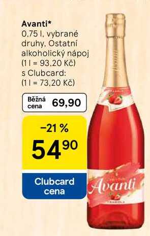 Avanti, 0.75 I, vybrané druhy