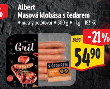 Albert Masová klobása s čedarem, 300 g