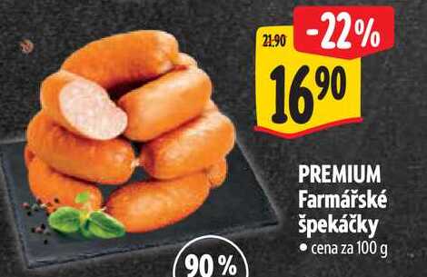 PREMIUM Farmářské špekáčky, cena za 100 g