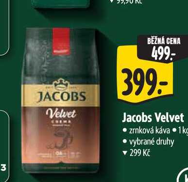 Jacobs Velvet zrnková káva 1kg
