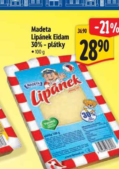 Madeta Lipánek Eidam 30%-plátky 100 g 