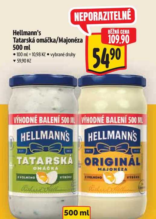 Hellmann's Tatarská omáčka/Majonéza 500 ml