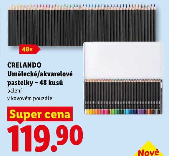 CRELANDO Umělecké/akvarelové pastelky 48 kusů balení