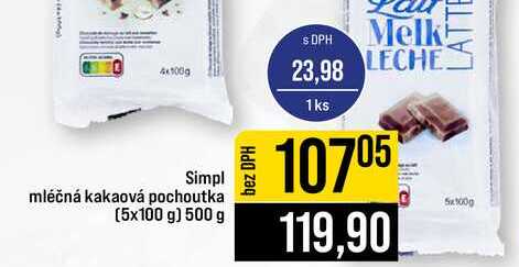 Simpl mléčná kakaová pochoutka (5x100 g) 500 g