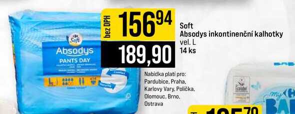 Soft Absodys inkontinenční kalhotky vel. L 14 ks