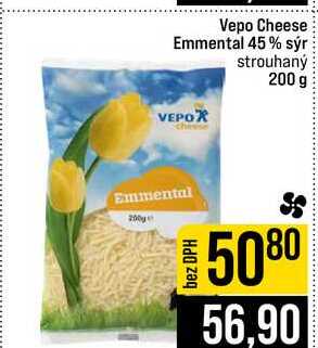 Vepo Cheese Emmental 45% sýr strouhaný 200 g