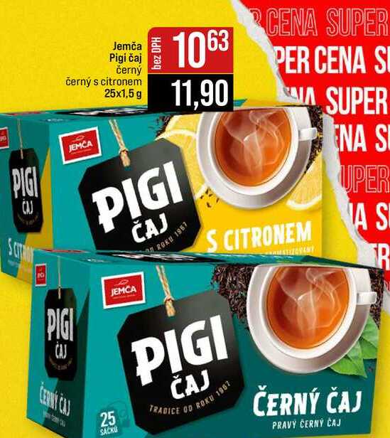 Jemča Pigi čaj černý černý s citronem 25x1,5 g 