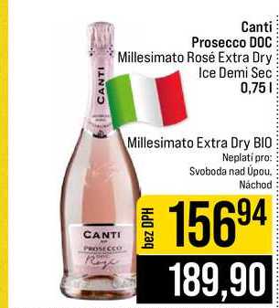 Canti Prosecco DOC Millesimato Rosé Extra Dry Ice Demi Sec 0,75l