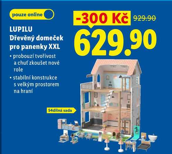 LUPILU Dřevěný domeček pro panenky XXL