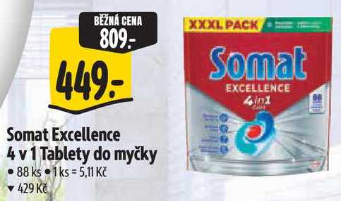 Somat Excellence 4 v 1 Tablety do myčky, 88 ks